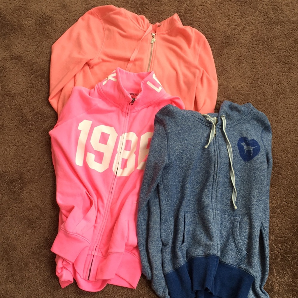 3 Pink's victoria secret jacket zip ups
